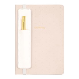 Eccolo | A5 Lined Hardcover Journal with Pen & Holder | Pink & Gold