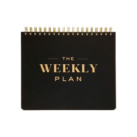 Eccolo | Spiral Undated Weekly Desk Planner | Black & Gold | 10x8"