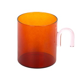 Helio Ferretti | Arch Handled Glass Mug | Amber & Pink